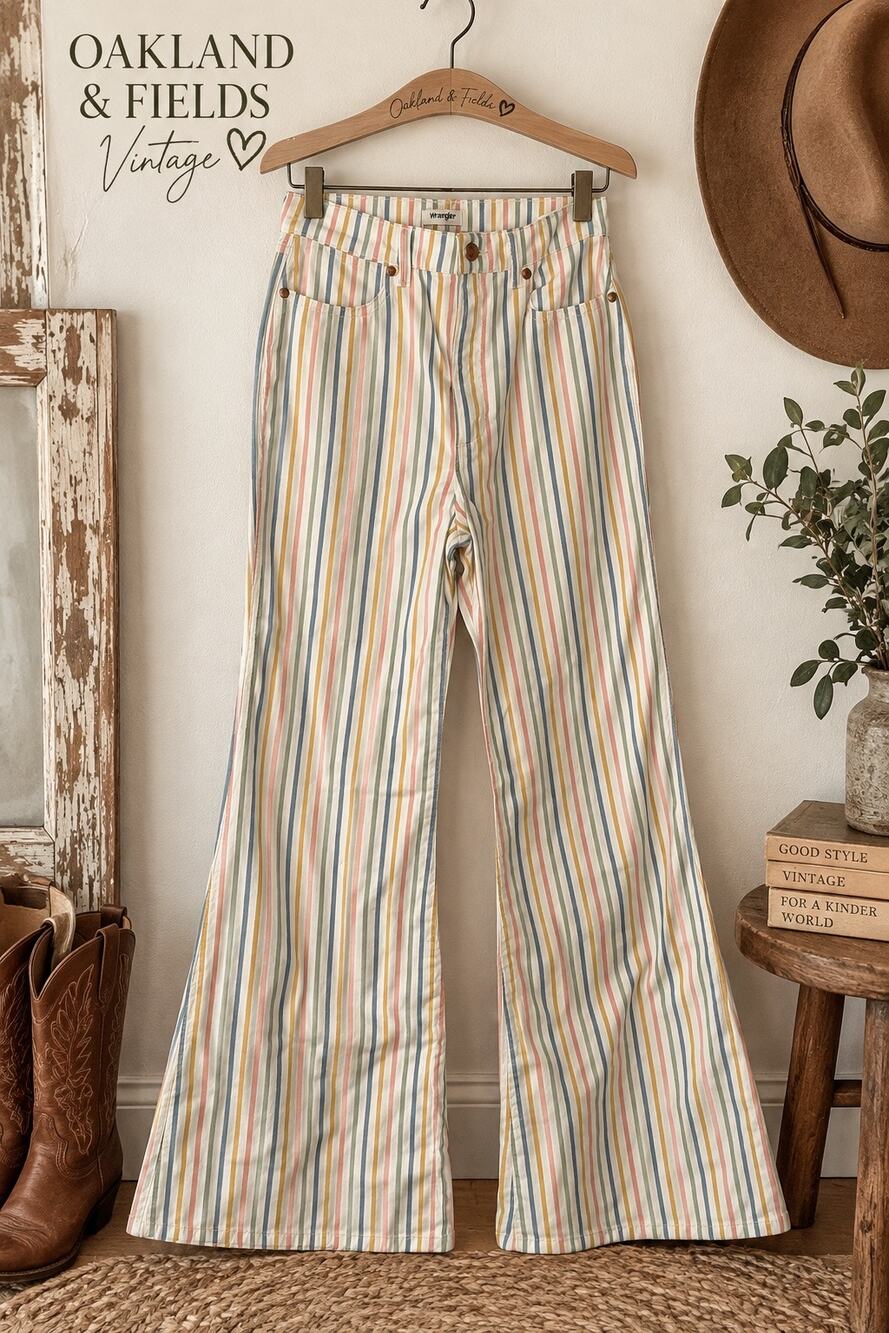 Wrangler Wanderer 622 Striped Flare Jeans 29/32 NWOT Retro 70s